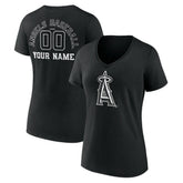 Los Angeles Angels Women's Monochrome Personalized Name & Number V-Neck T-Shirt - Black