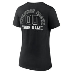Pittsburgh Pirates Women's Monochrome Personalized Name & Number V-Neck T-Shirt - Black