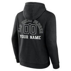 San Diego Padres Monochrome Personalized Name & Number Pullover Hoodie - Black