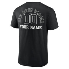 San Diego Padres Monochrome Personalized Name & Number T-Shirt - Black
