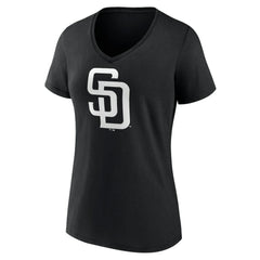 San Diego Padres Women's Monochrome Personalized Name & Number V-Neck T-Shirt - Black