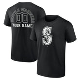 Seattle Mariners Monochrome Personalized Name & Number T-Shirt - Black