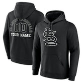 St. Louis Cardinals Monochrome Personalized Name & Number Pullover Hoodie - Black