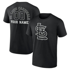 St. Louis Cardinals Monochrome Personalized Name & Number T-Shirt - Black