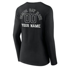 Tampa Bay Rays Women's Monochrome Personalized Name & Number Long Sleeve V-Neck T-Shirt - Black