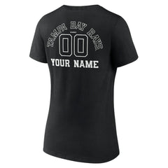 Tampa Bay Rays Women's Monochrome Personalized Name & Number V-Neck T-Shirt - Black