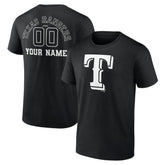 Texas Rangers Monochrome Personalized Name & Number T-Shirt - Black