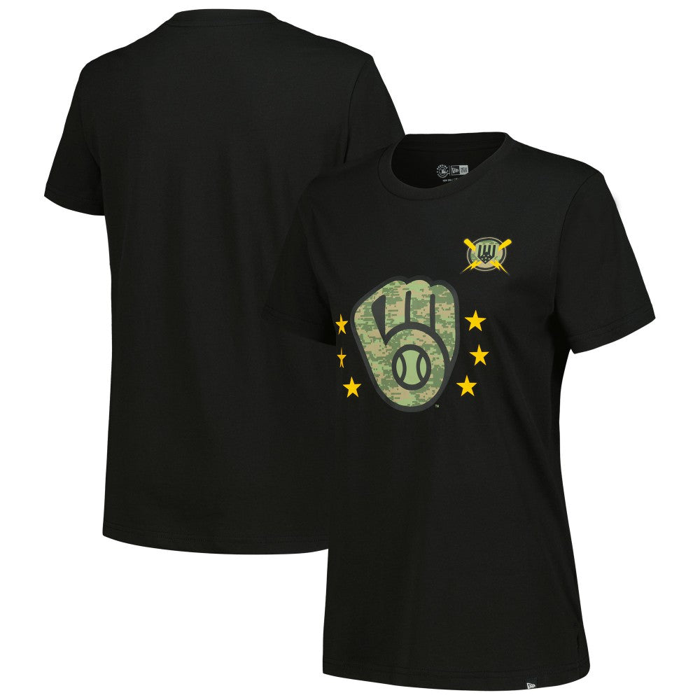 Milwaukee Brewers Women's Armed Forces Day T-Shirt - Black | New Era