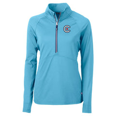 Chicago Cubs Cutter & Buck Women's City Connect Adapt Eco Knit Recycled Half-Zip Pullover Top - Powder Blue