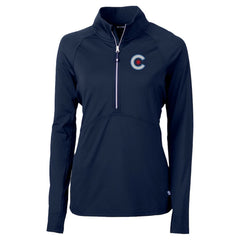 Chicago Cubs Cutter & Buck Women's City Connect Adapt Eco Knit Recycled Half-Zip Pullover Top - Navy