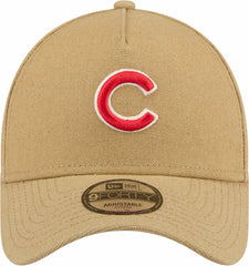 Chicago Cubs Logo Essentials 9FORTY A-Frame Adjustable Hat - Khaki | New Era