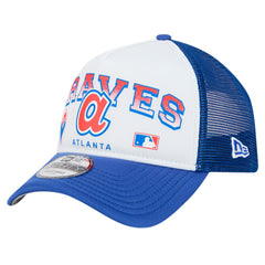Atlanta Braves Retro Wordmark 9FORTY A-Frame Trucker Adjustable Hat - White | New Era