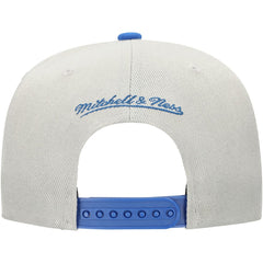 Los Angeles Dodgers Knock Out Panel Snapback Hat - Gray/Royal | Mitchell & Ness