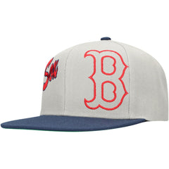 Boston Red Sox Knock Out Panel Snapback Hat - Gray | Mitchell & Ness