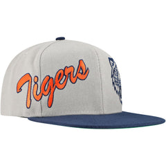 Detroit Tigers Knock Out Panel Snapback Hat - Gray | Mitchell & Ness