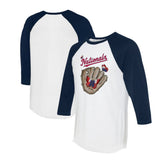 Washington Nationals Tiny Turnip Unisex Butterfly Glove 3/4-Sleeve Raglan T-Shirt - White/Navy