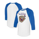 Texas Rangers Tiny Turnip Unisex Butterfly Glove 3/4-Sleeve Raglan T-Shirt - White/Royal