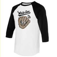 Chicago White Sox Tiny Turnip Unisex Butterfly Glove 3/4-Sleeve Raglan T-Shirt - White/Black