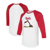 Cincinnati Reds Tiny Turnip Unisex Excavator 3/4-Sleeve Raglan T-Shirt - White/Red