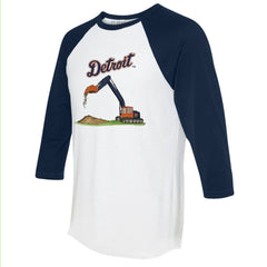 Detroit Tigers Tiny Turnip Unisex Excavator 3/4-Sleeve Raglan T-Shirt - White/Navy