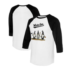 Chicago White Sox Tiny Turnip Unisex Gnomes 3/4-Sleeve Raglan T-Shirt - White/Black