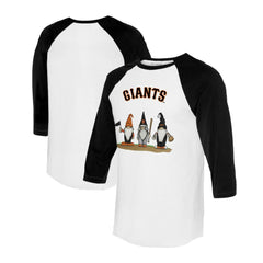 San Francisco Giants Tiny Turnip Unisex Gnomes 3/4-Sleeve Raglan T-Shirt - White/Black