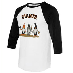 San Francisco Giants Tiny Turnip Unisex Gnomes 3/4-Sleeve Raglan T-Shirt - White/Black