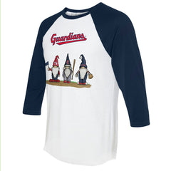 Cleveland Guardians Tiny Turnip Unisex Gnomes 3/4-Sleeve Raglan T-Shirt - White/Navy