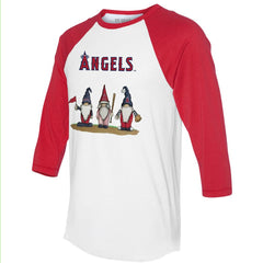 Los Angeles Angels Tiny Turnip Unisex Gnomes 3/4-Sleeve Raglan T-Shirt - White/Red