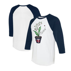 Minnesota Twins Tiny Turnip Unisex Lilies & Ladybugs 3/4-Sleeve Raglan T-Shirt - White/Navy