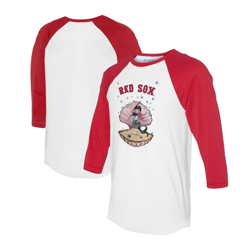 Boston Red Sox Tiny Turnip Unisex Mermaid 3/4-Sleeve Raglan T-Shirt - White/Red