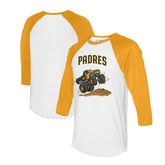 San Diego Padres Tiny Turnip Unisex Monster Truck 3/4-Sleeve Raglan T-Shirt - White/Gold