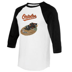 Baltimore Orioles Tiny Turnip Unisex Race Car 3/4-Sleeve Raglan T-Shirt - White/Black