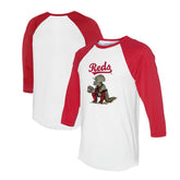 Cincinnati Reds Tiny Turnip Unisex Triceratops 3/4-Sleeve Raglan T-Shirt - White/Red