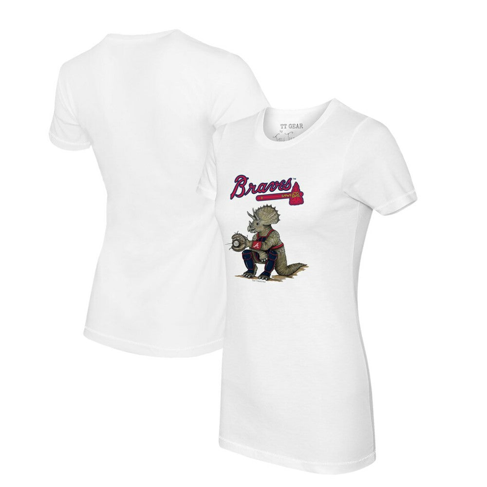 Atlanta Braves Tiny Turnip Women's Triceratops T-Shirt - White