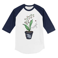 Tampa Bay Rays Tiny Turnip Youth Lilies & Ladybugs 3/4-Sleeve Raglan T-Shirt - White/Navy