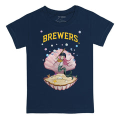 Milwaukee Brewers Tiny Turnip Youth Mermaid T-Shirt - Navy