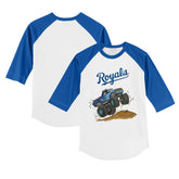 Kansas City Royals Tiny Turnip Youth Monster Truck 3/4-Sleeve Raglan T-Shirt - White/Royal