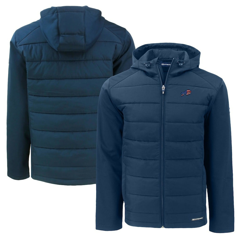 NFL Buffalo Bills Cutter & Buck Americana Evoke Hybrid Eco Softshell Recycled Full-Zip Hooded Jacket