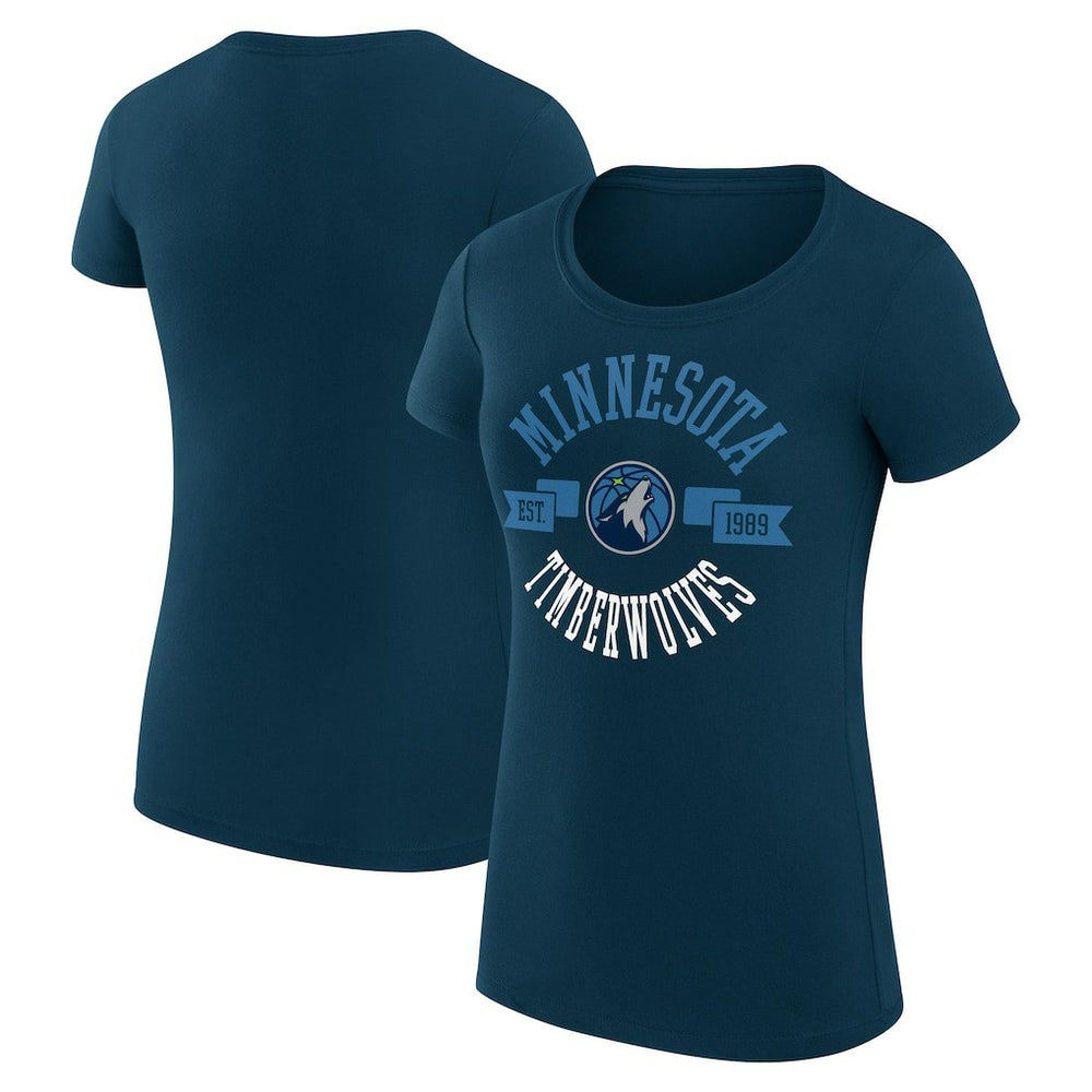 Minnesota Timberwolves G-III 4Her by Carl Banks Women's Super-Slim Fit Lightweight Large City Logo T-Shirt - Navy cheap