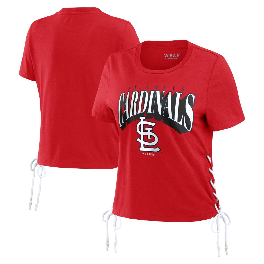St. Louis Cardinals WEAR by Erin Andrews Women's Side Lace-Up Cropped T-Shirt - Red