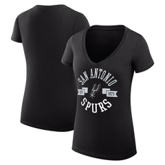 San Antonio Spurs G-III 4Her by Carl Banks Women's Super-Slim Fit Lightweight Large City Logo V-Neck T-Shirt - Black discount