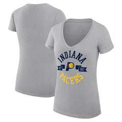 Indiana Pacers G-III 4Her by Carl Banks Women's Super-Slim Fit Lightweight Large City Logo V-Neck T-Shirt - Heather Gray on sale