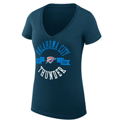 Oklahoma City Thunder G-III 4Her by Carl Banks Women's Super-Slim Fit Lightweight Large City Logo V-Neck T-Shirt - Navy discount