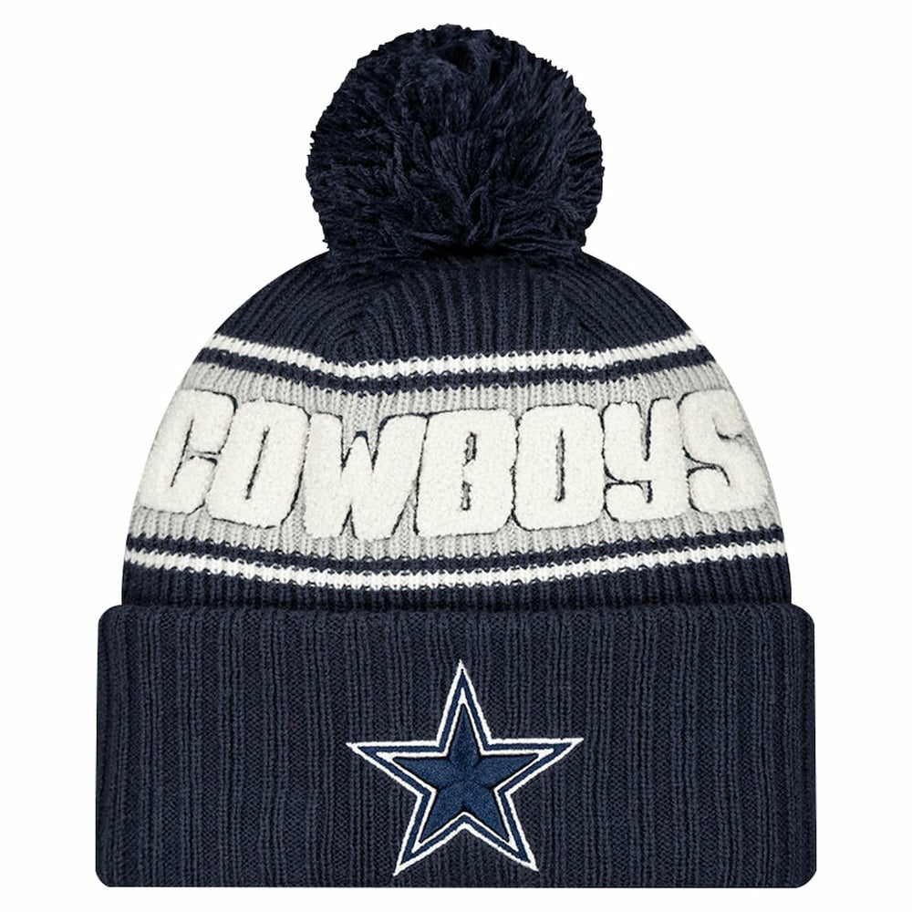 NFL Dallas Cowboys Youth 2024/25 Sideline Cuffed Knit Hat with Pom