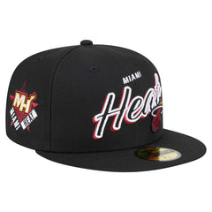 Miami Heat Sport Night Script Sided 59FIFTY Fitted Hat - Black | New Era discount