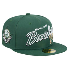 Milwaukee Bucks Sport Night Script Sided 59FIFTY Fitted Hat - Hunter Green | New Era discount