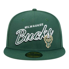 Milwaukee Bucks Sport Night Script Sided 59FIFTY Fitted Hat - Hunter Green | New Era discount