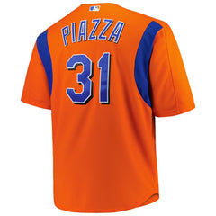 Mike Piazza New York Mets Big & Tall Cooperstown Mesh Batting Practice Jersey - Orange | Mitchell & Ness
