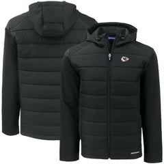 NFL Kansas City Chiefs Cutter & Buck Big & Tall Evoke Hybrid Eco Softshell Recycled Full-Zip Hooded Jacket